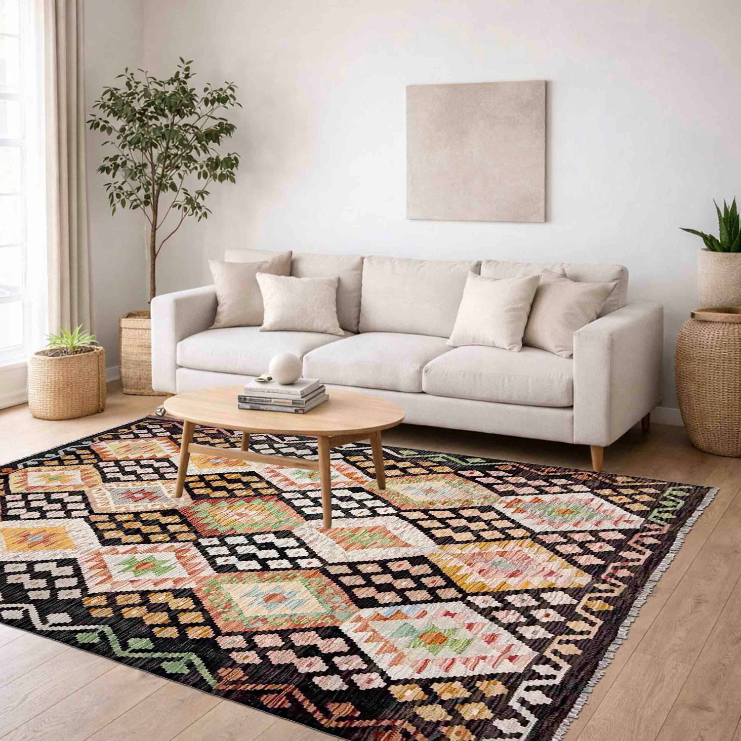 Handmade Multi Kilim Geometric 4x7 ft