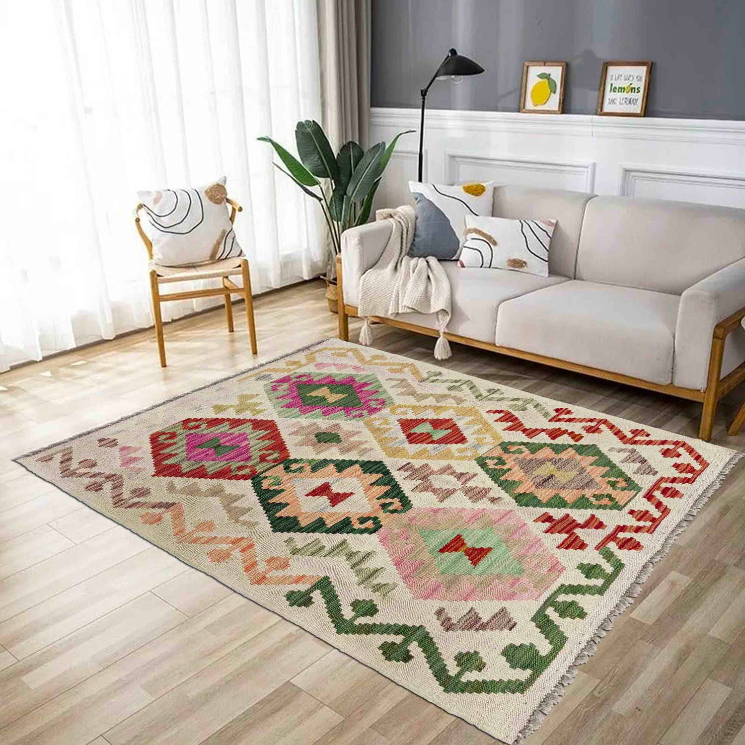 Handmade Multi Kilim Geometric 2x4 ft