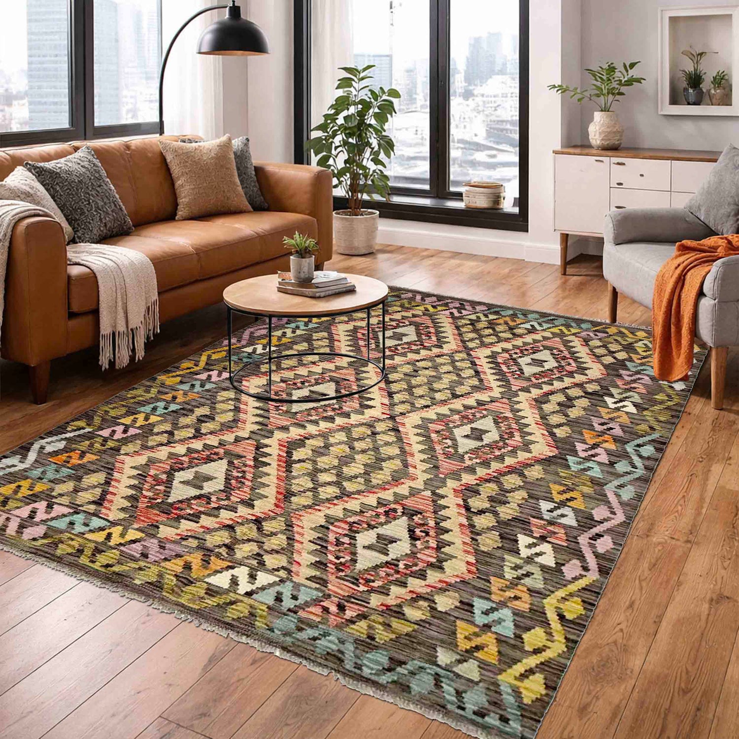 Handmade Multi Kilim Geometric 4x7 ft