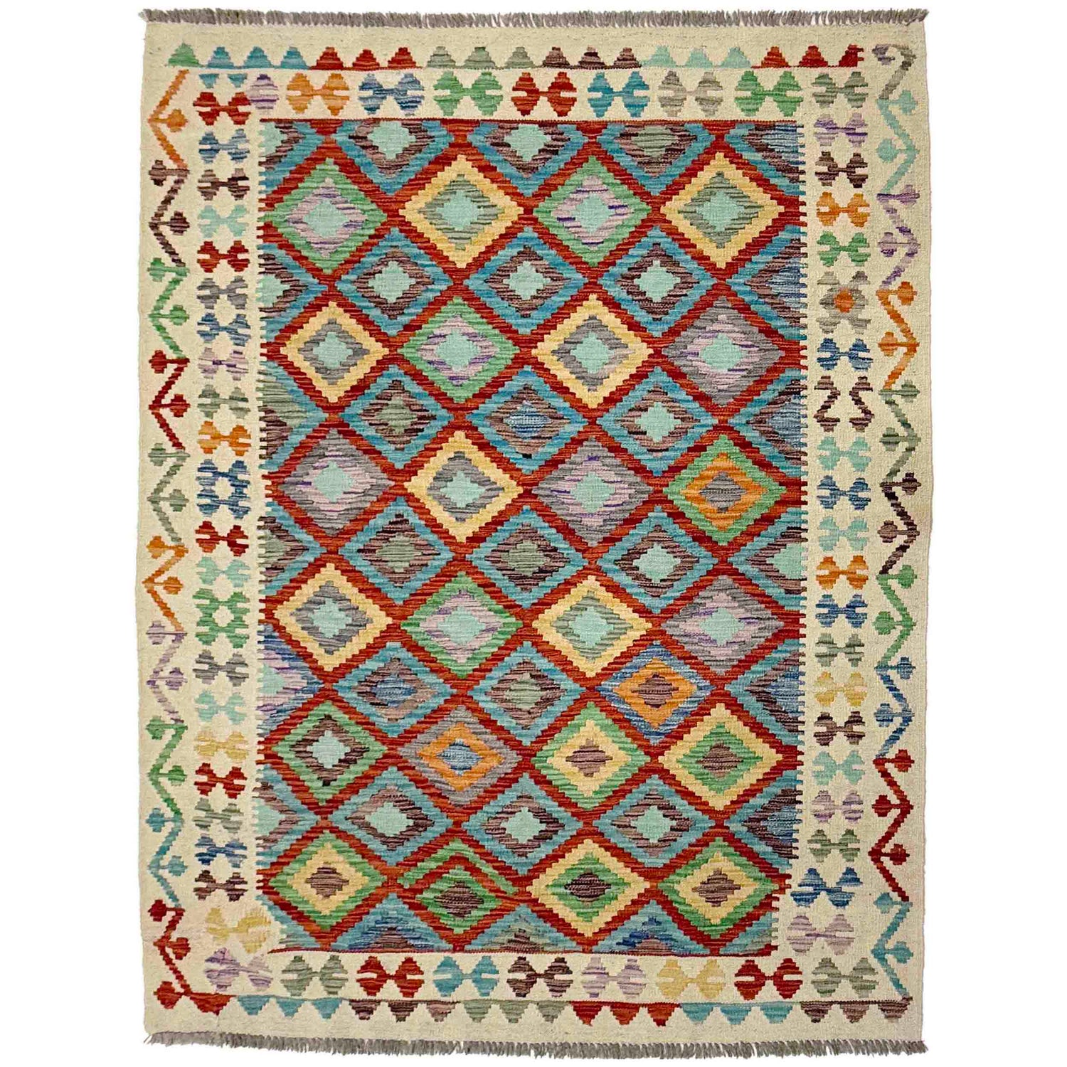 Handmade Multi Kilim Geometric 4x7 ft