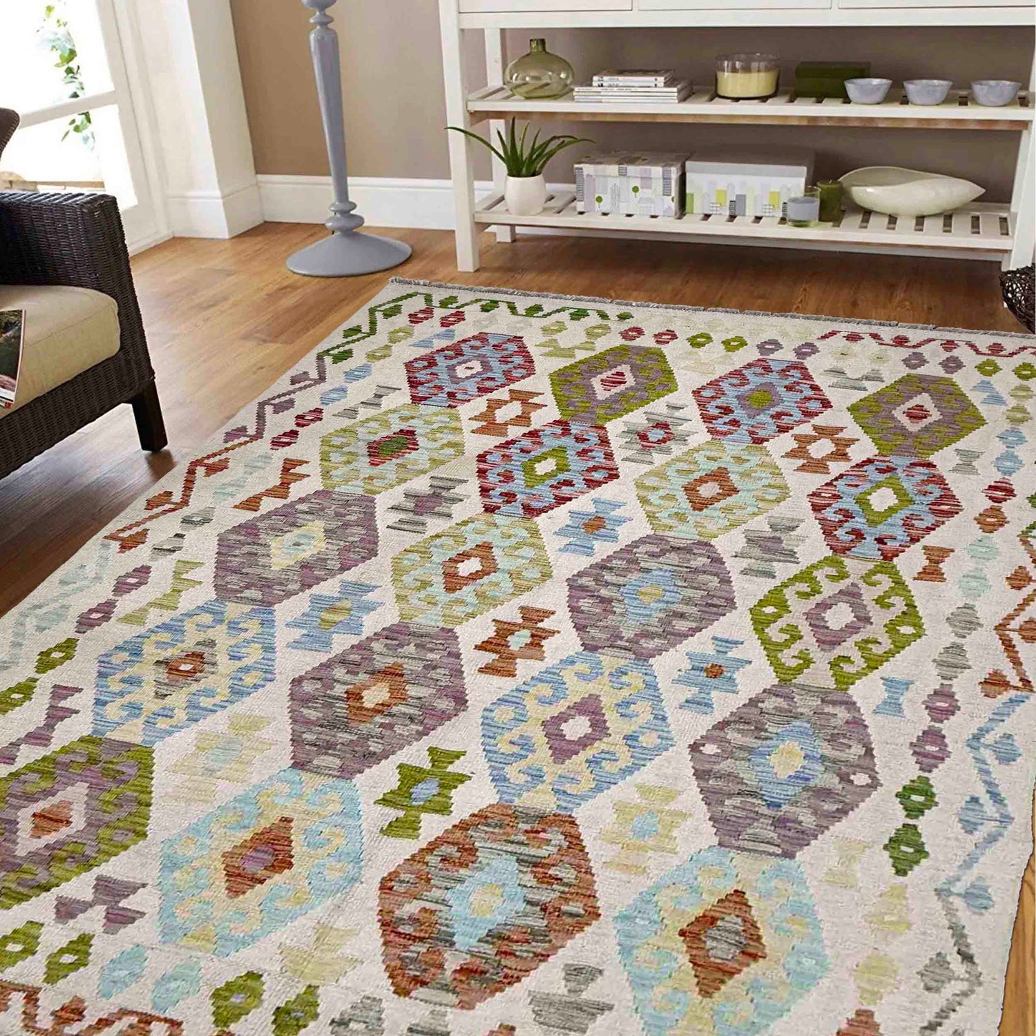 Handmade Multi Kilim Geometric 4x7 ft