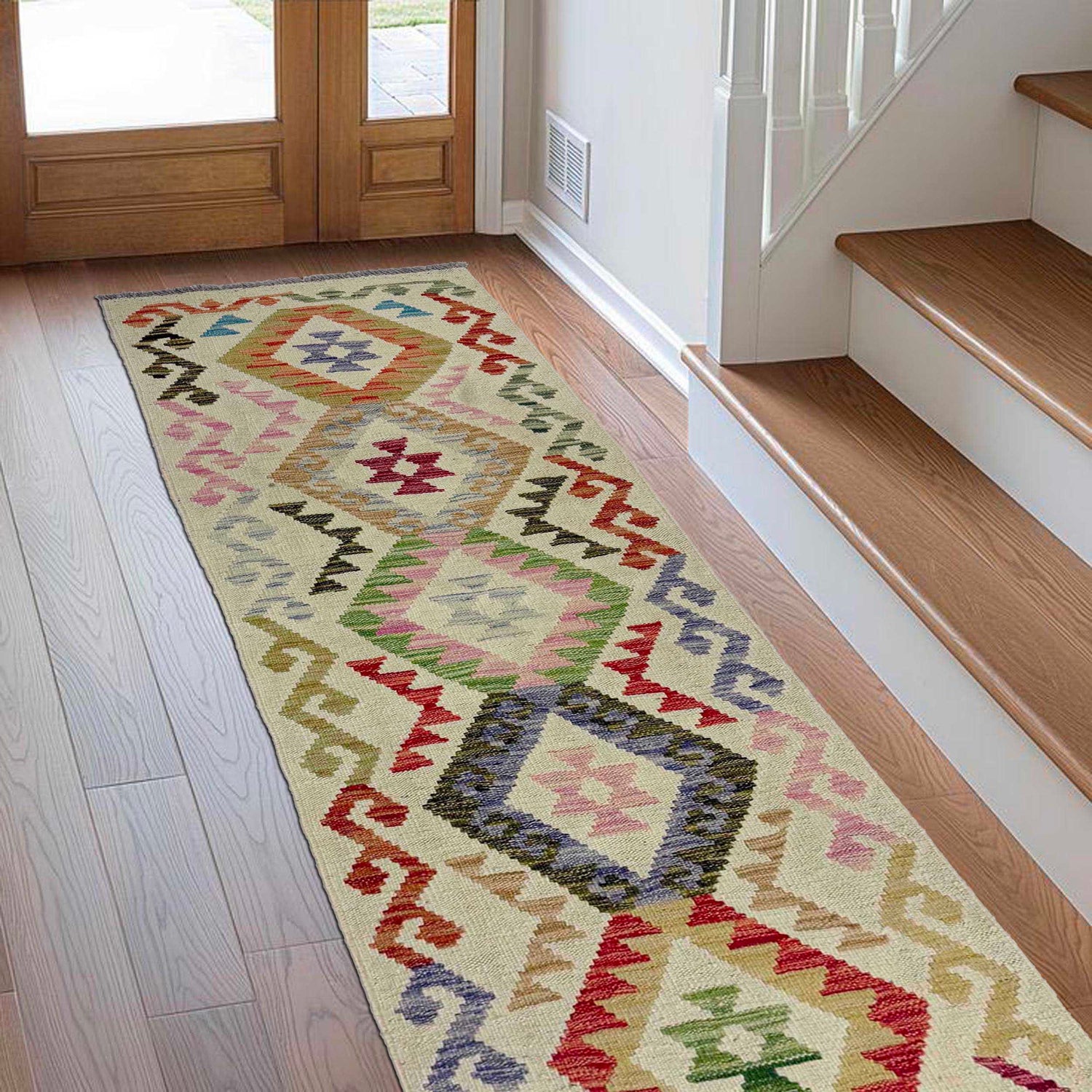 Handmade Multi Kilim Geometric 6' Runner