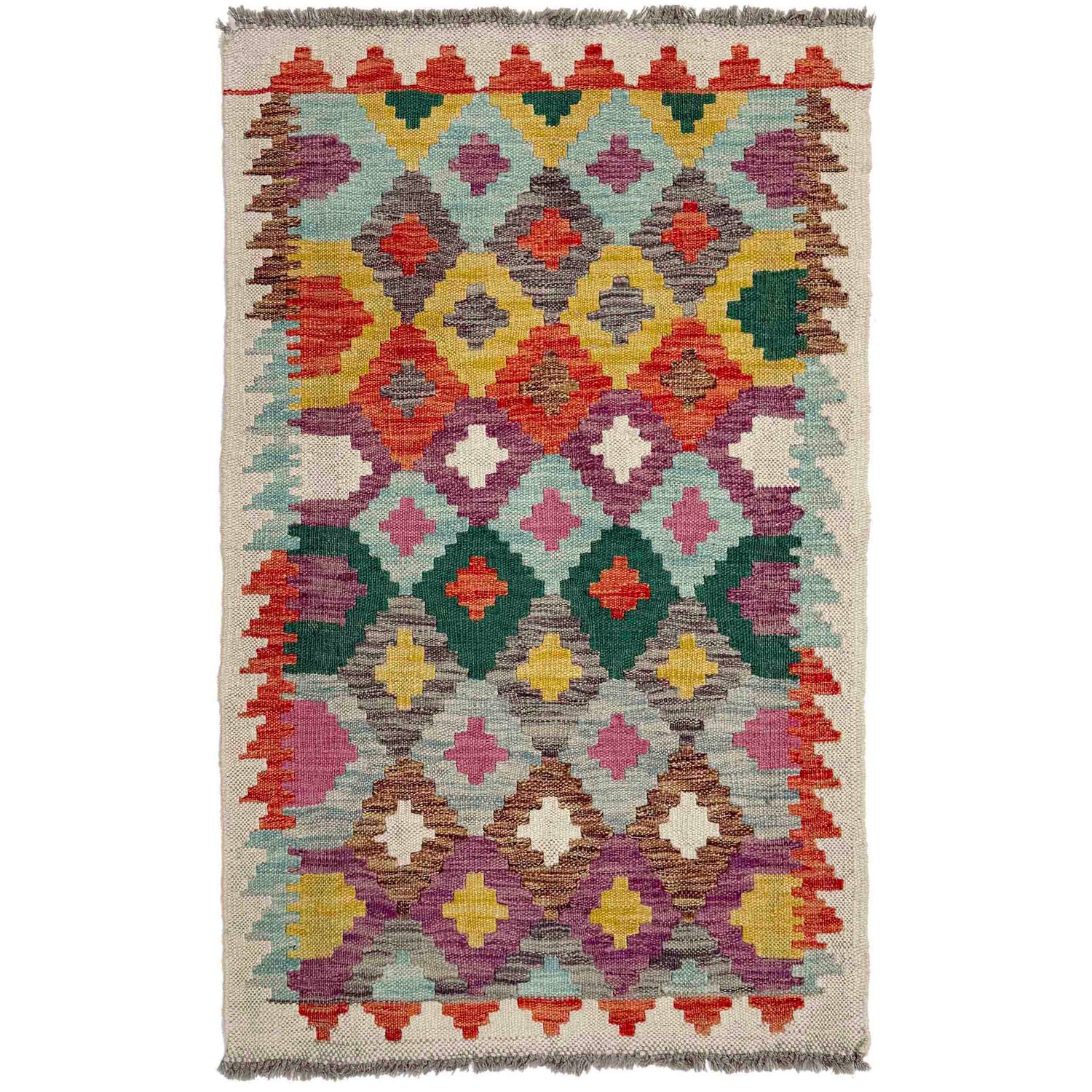 Handmade Multi Kilim Geometric 2x4 ft