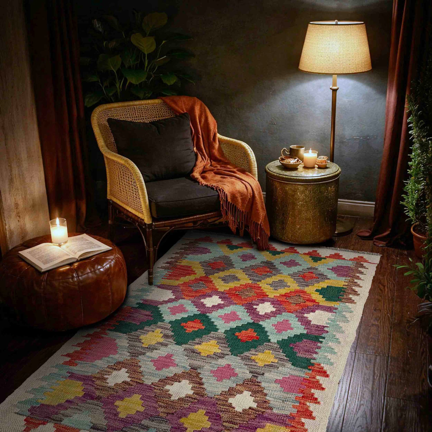 Handmade Multi Kilim Geometric 2x4 ft