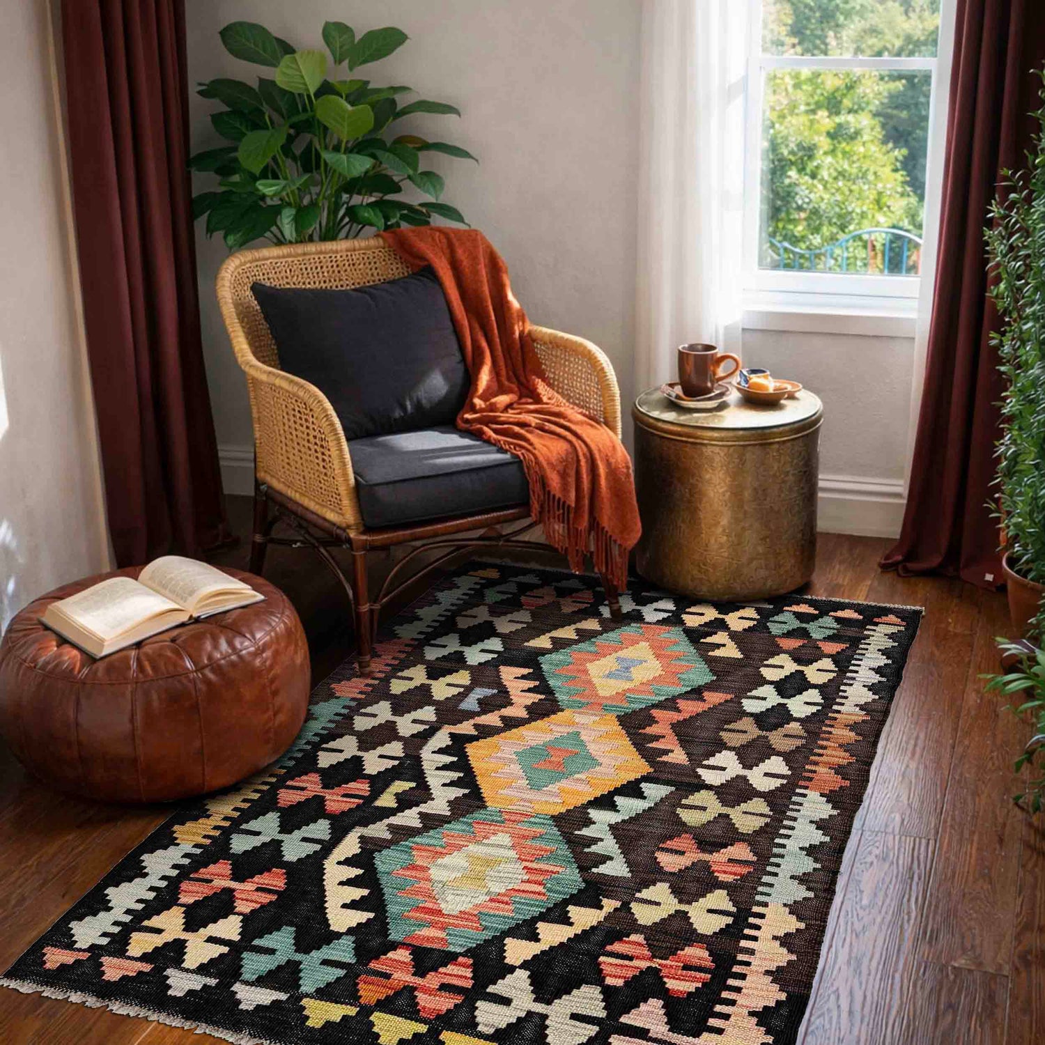 Handmade Multi Kilim Geometric 2x4 ft