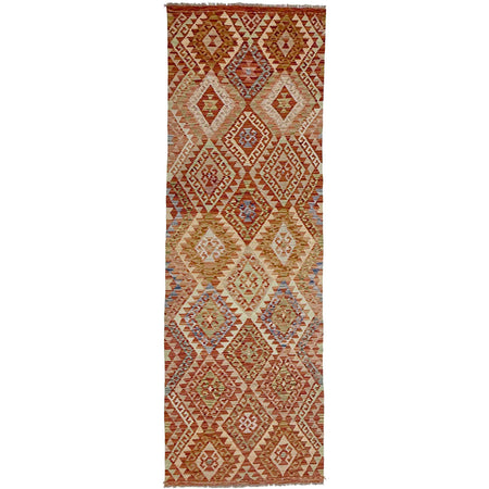 Handmade Multi Kilim Geometric 10' Runner
