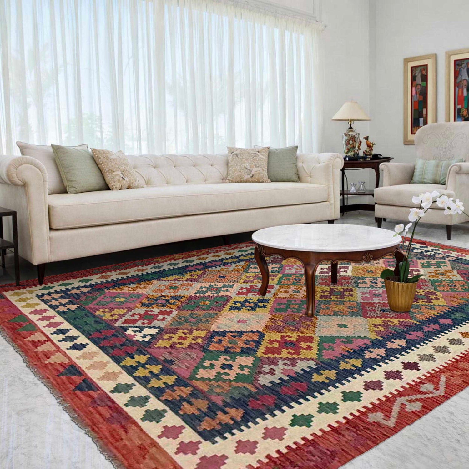 Handmade Multi Kilim Geometric 7x10 ft