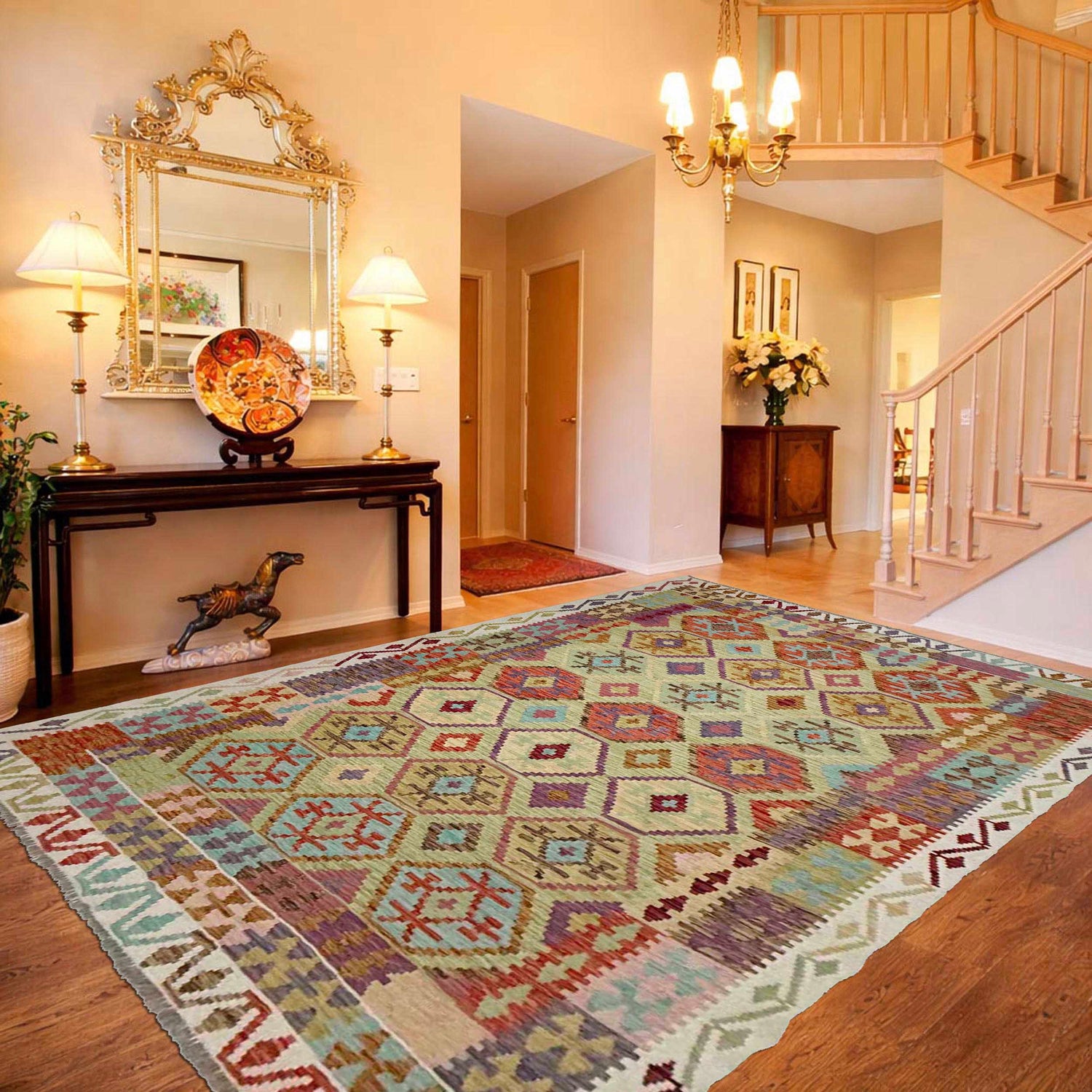 Handmade Multi Kilim Geometric 7x10 ft