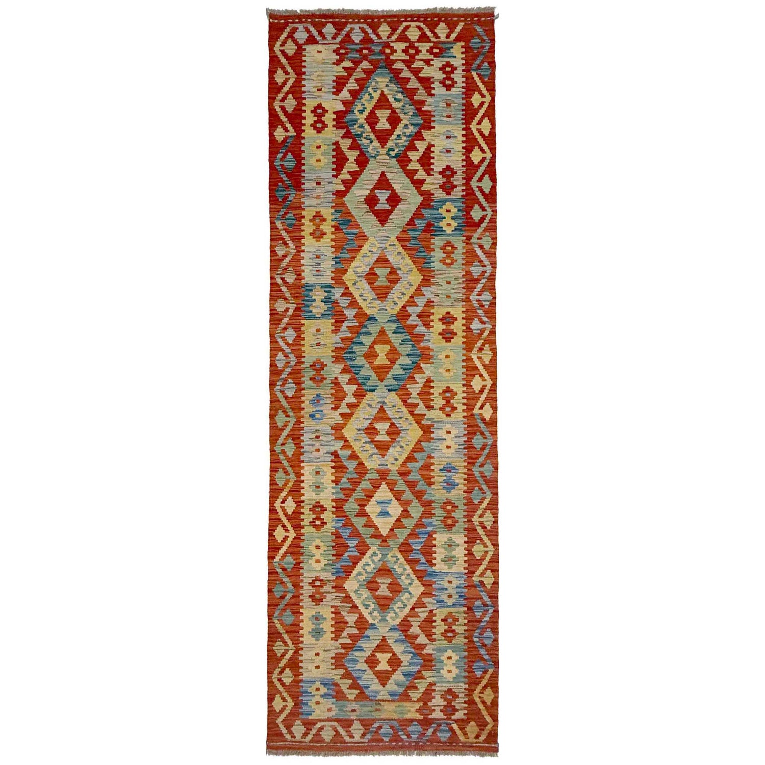 Handmade Multi Kilim Geometric 10' Runner