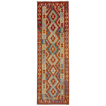 Handmade Multi Kilim Geometric 10' Runner