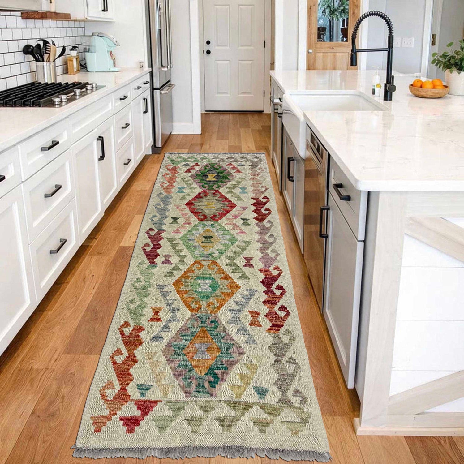 Handmade Multi Kilim Geometric 6' Runner