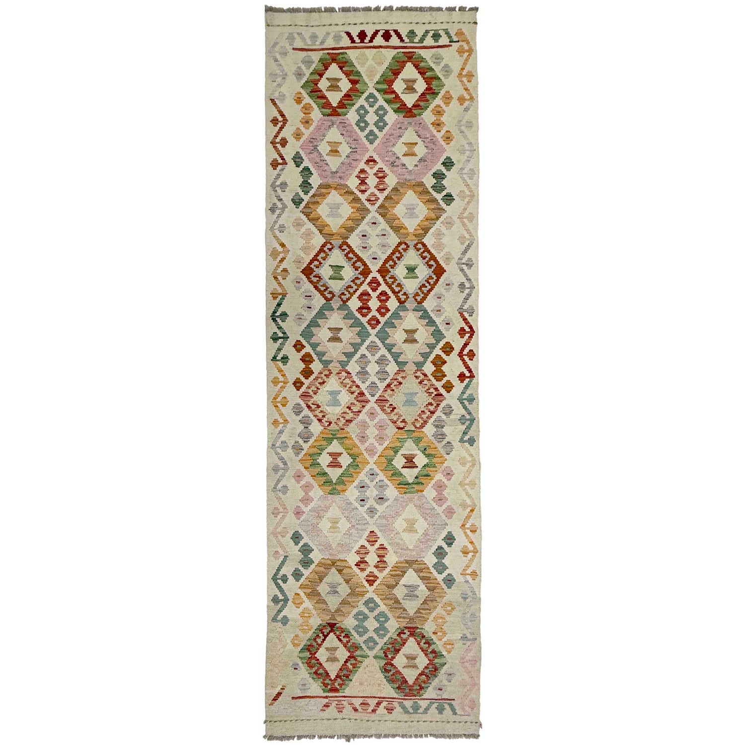 Handmade Multi Kilim Geometric 10' Runner