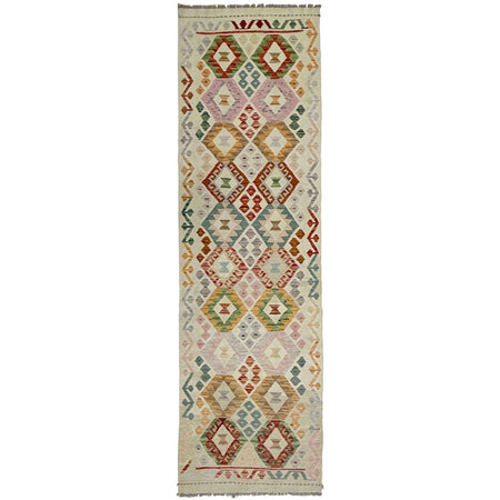 Handmade Multi Kilim Geometric 10' Runner