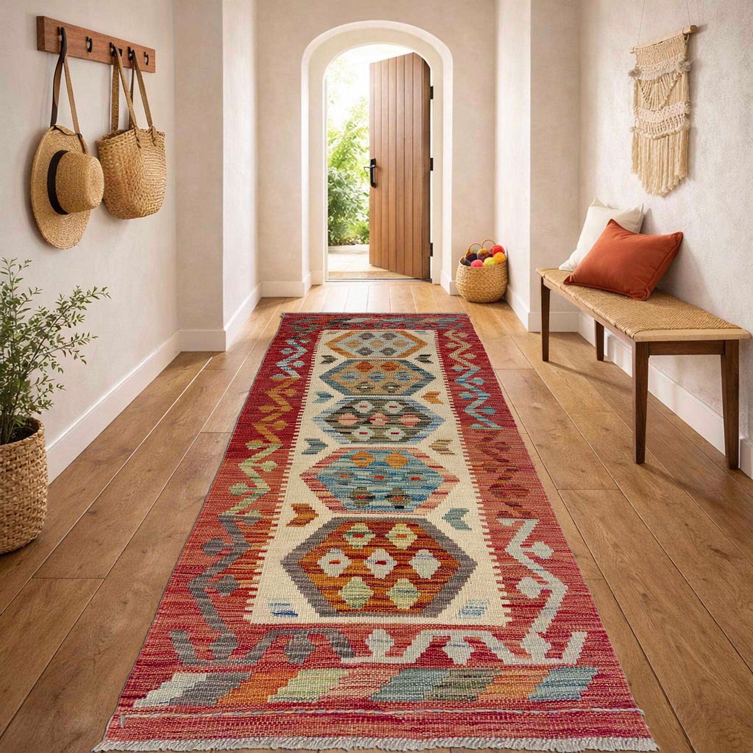 Handmade Multi Kilim Geometric 6' Runner
