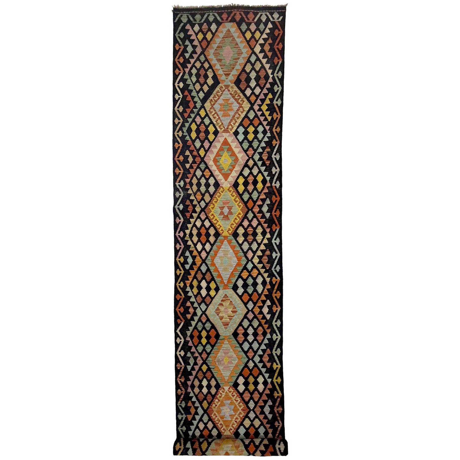 Handmade Multi Kilim Geometric 16' Runner