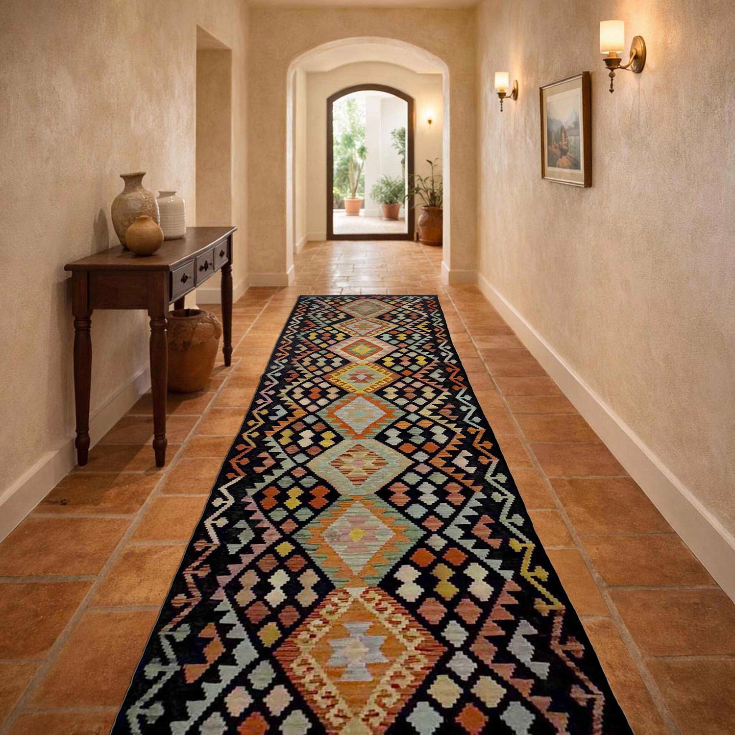 Handmade Multi Kilim Geometric 16' Runner