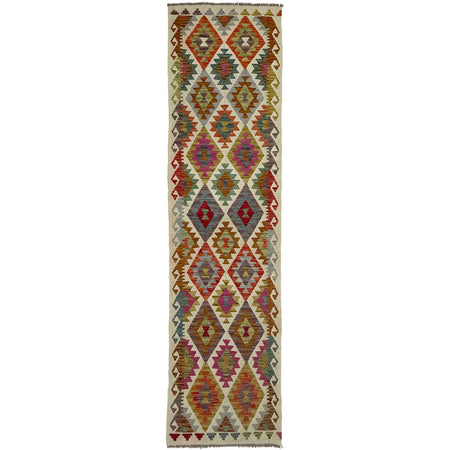 Handmade Multi Kilim Geometric 10' Runner