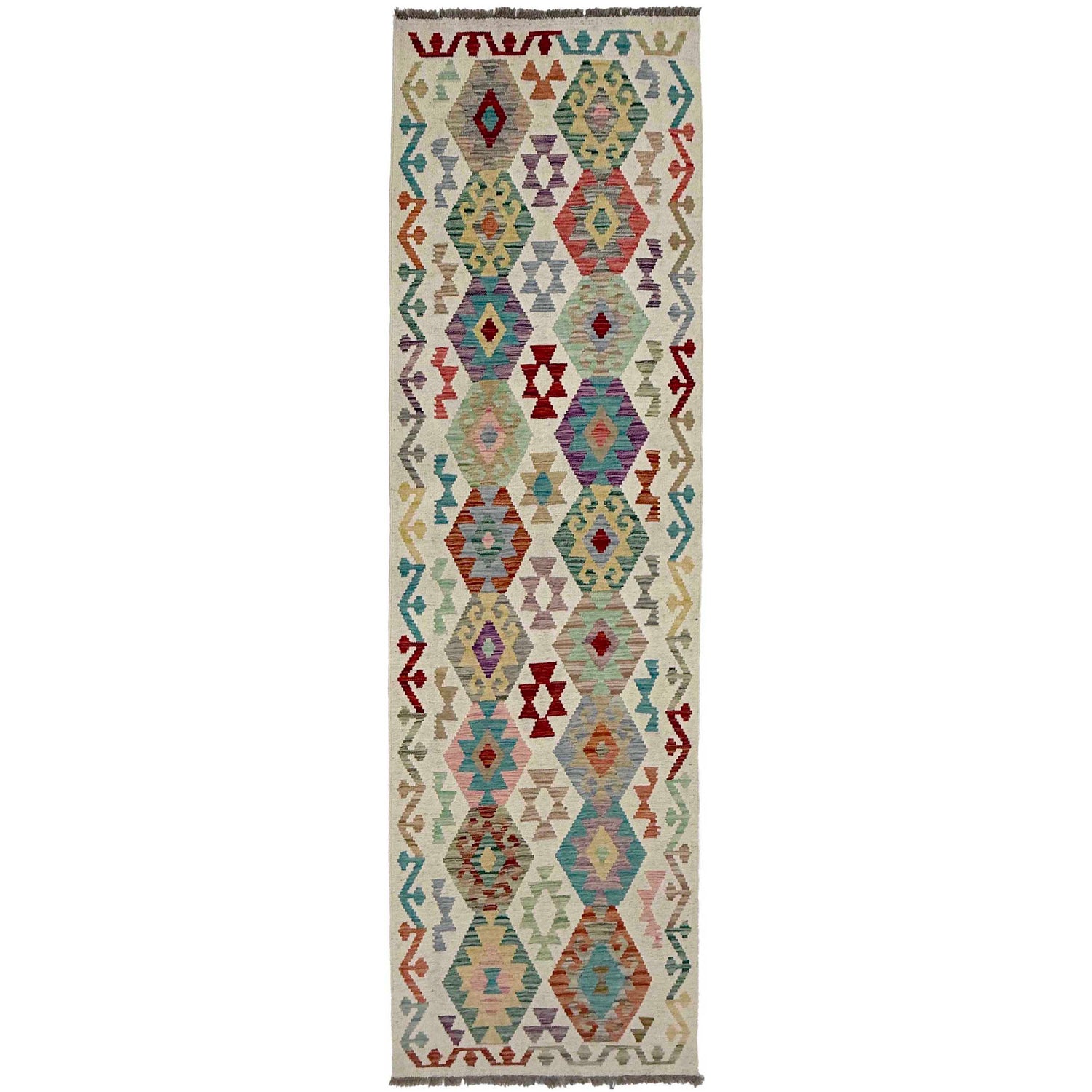 Handmade Multi Kilim Geometric 10' Runner