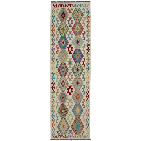 Handmade Multi Kilim Geometric 10' Runner