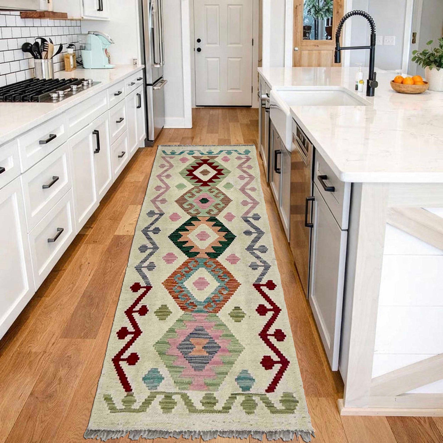 Handmade Multi Kilim Geometric 6' Runner