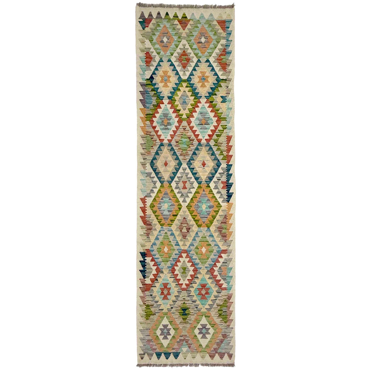 Handmade Multi Kilim Geometric 10' Runner