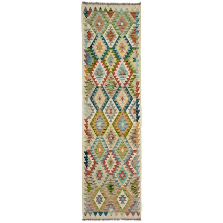 Handmade Multi Kilim Geometric 10' Runner