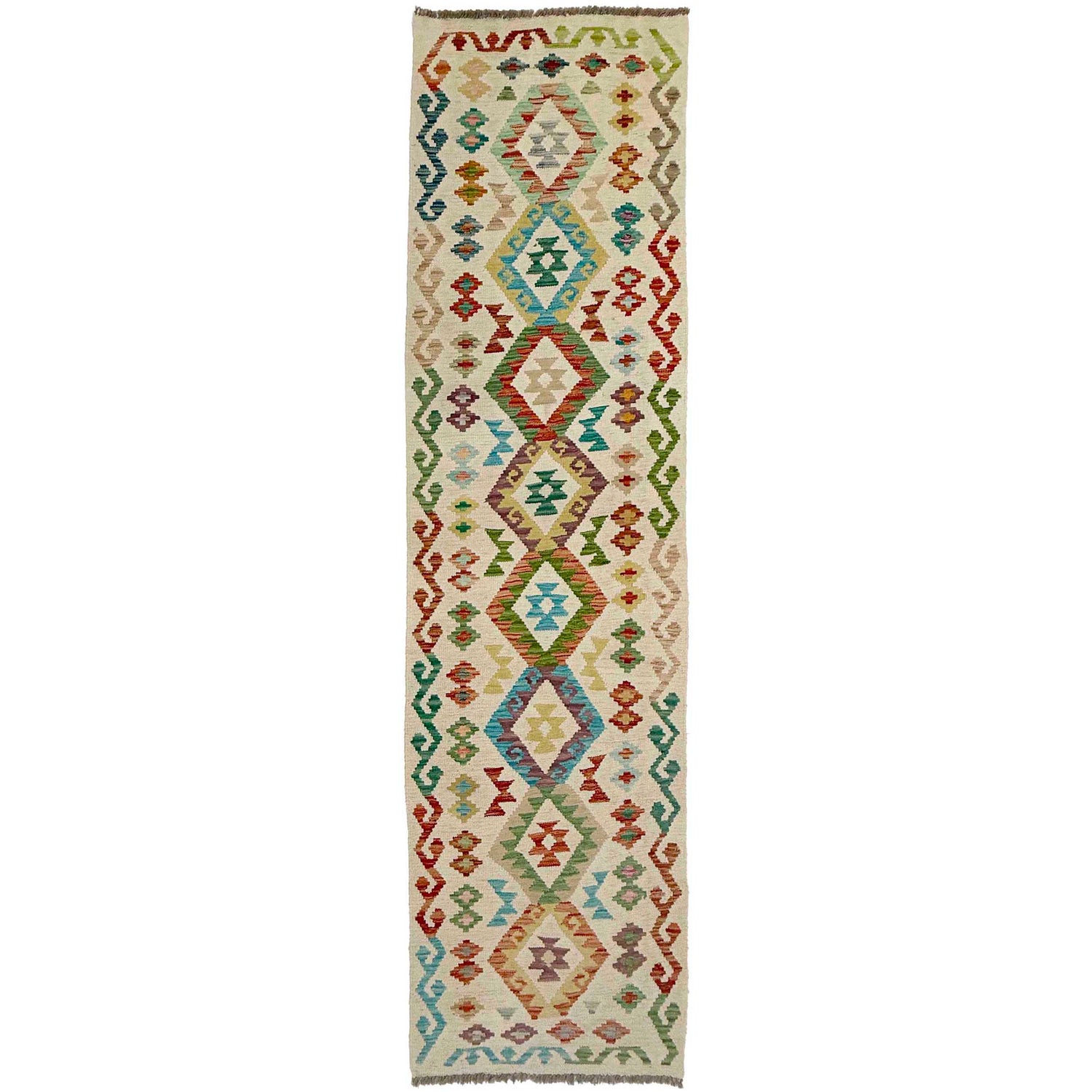 Handmade Multi Kilim Geometric 10' Runner
