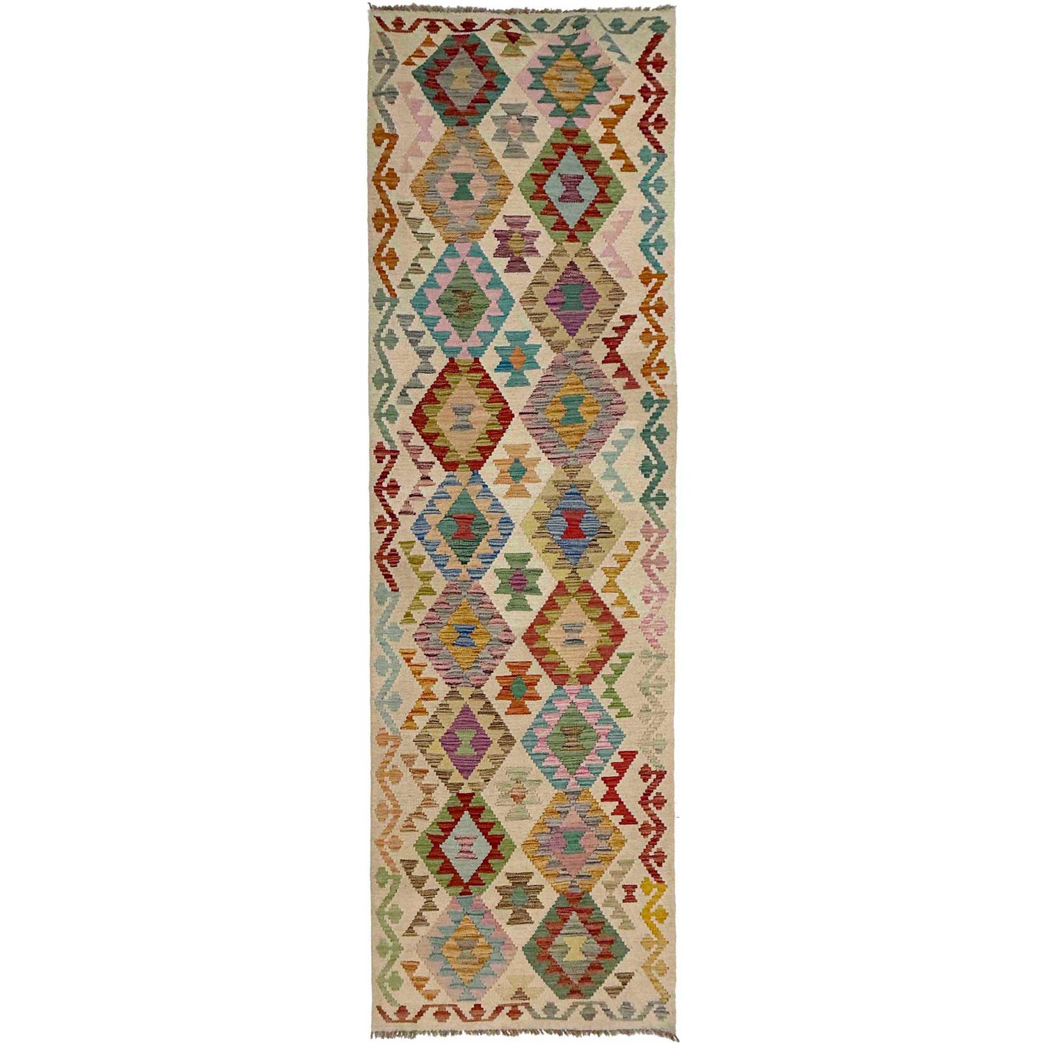 Handmade Multi Kilim Geometric 10' Runner
