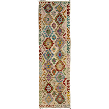 Handmade Multi Kilim Geometric 10' Runner