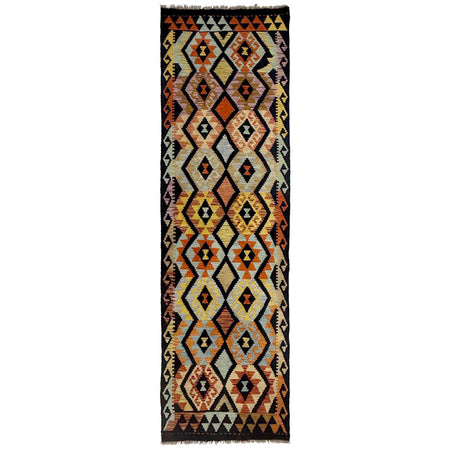 Handmade Multi Kilim Geometric 10' Runner