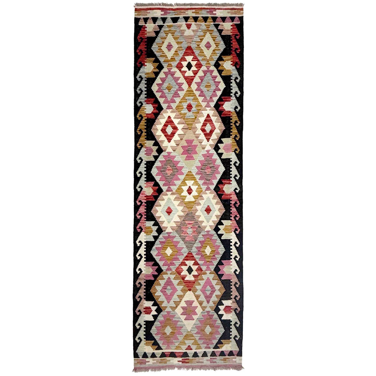 Handmade Multi Kilim Geometric 10' Runner