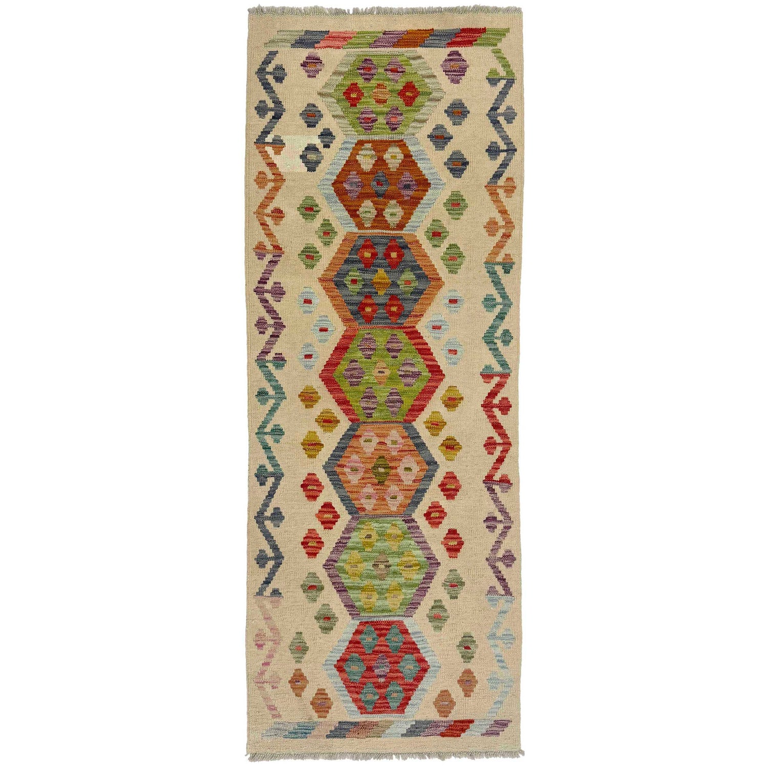 Handmade Multi Kilim Geometric 6' Runner