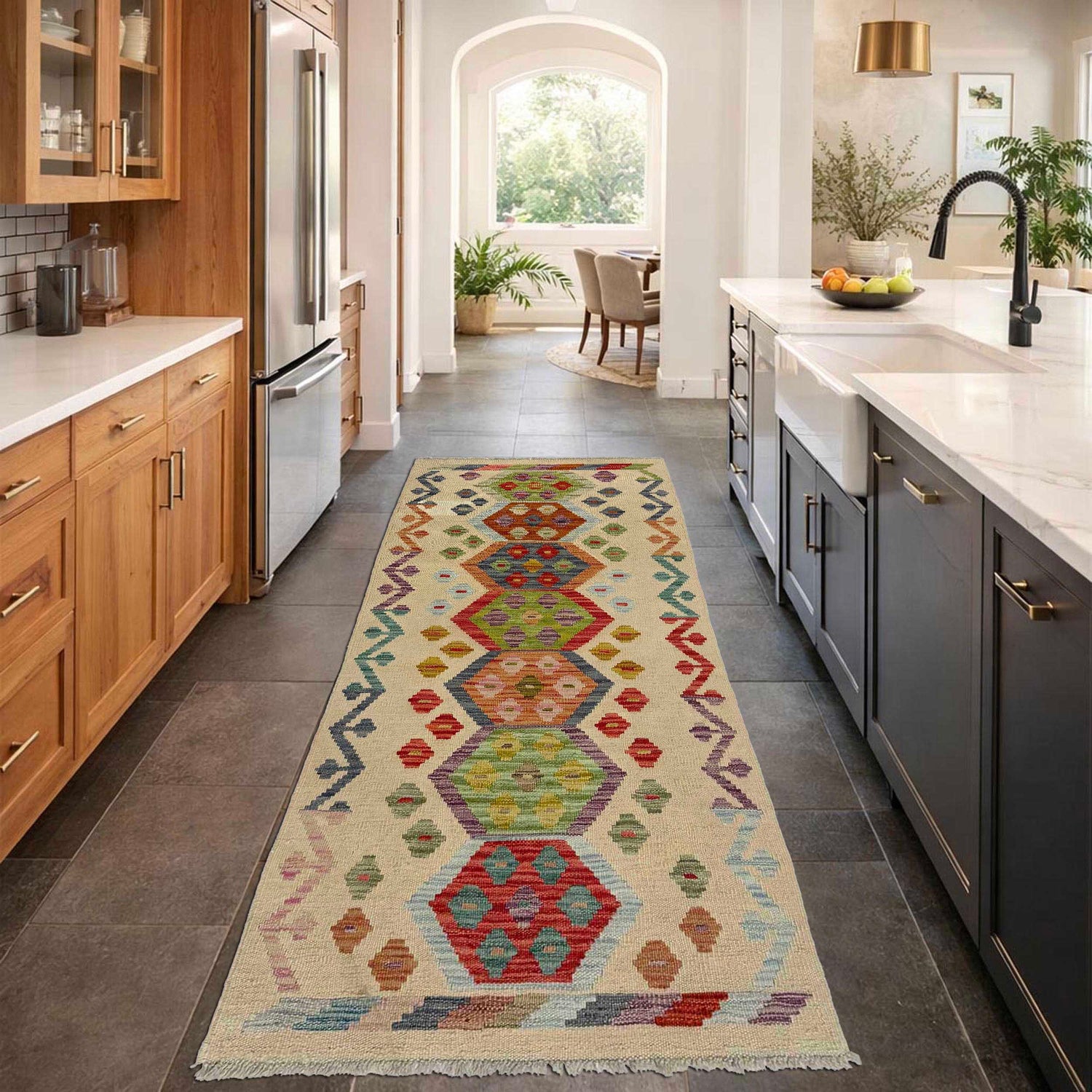 Handmade Multi Kilim Geometric 6' Runner