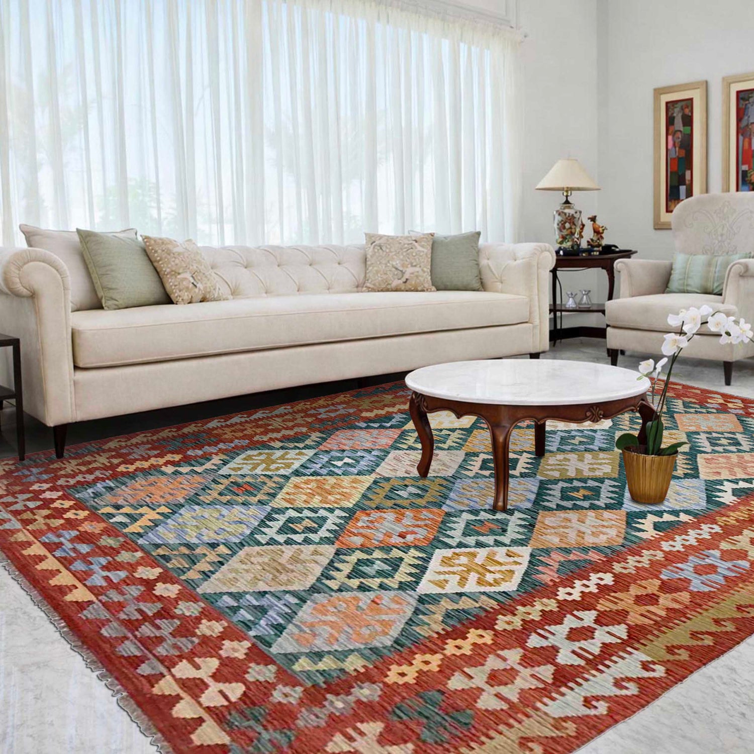 Handmade Multi Kilim Geometric 7x10 ft