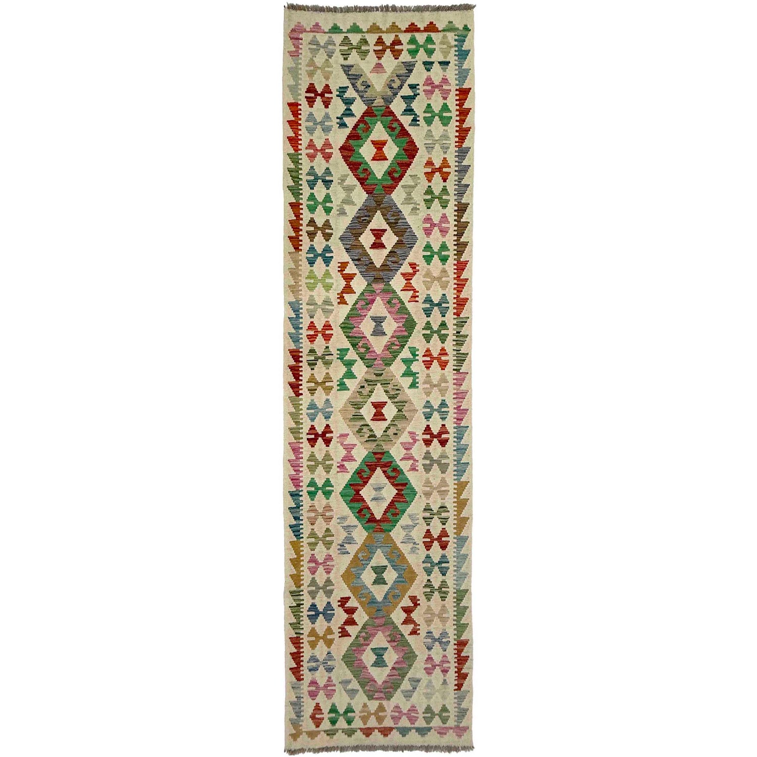 Handmade Multi Kilim Geometric 10' Runner
