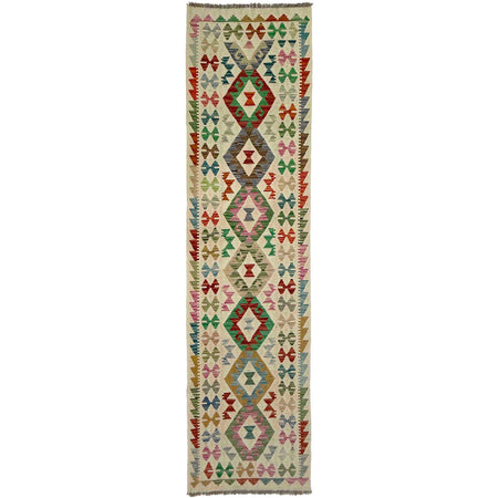 Handmade Multi Kilim Geometric 10' Runner