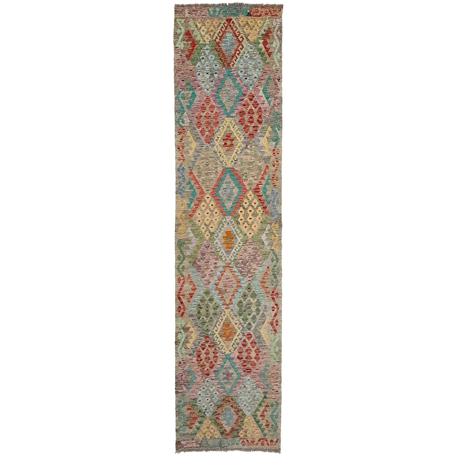 Handmade Multi Kilim Geometric 13' Runner