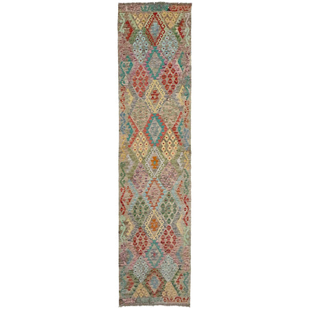 Handmade Multi Kilim Geometric 13' Runner