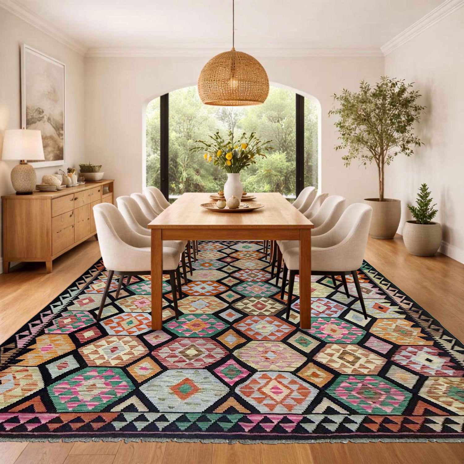 Handmade Multi Kilim Geometric 7x10 ft