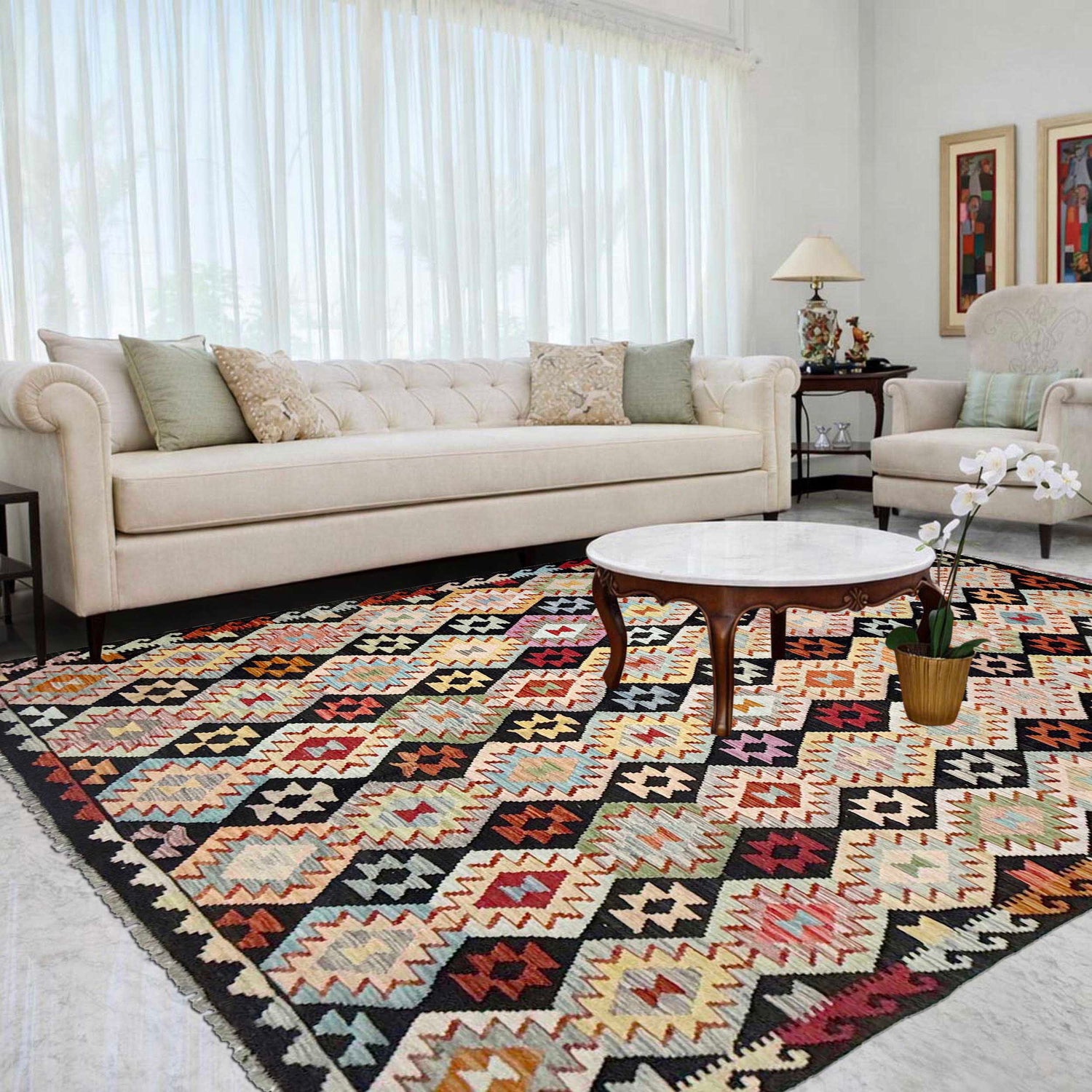 Handmade Multi Kilim Geometric 7x10 ft