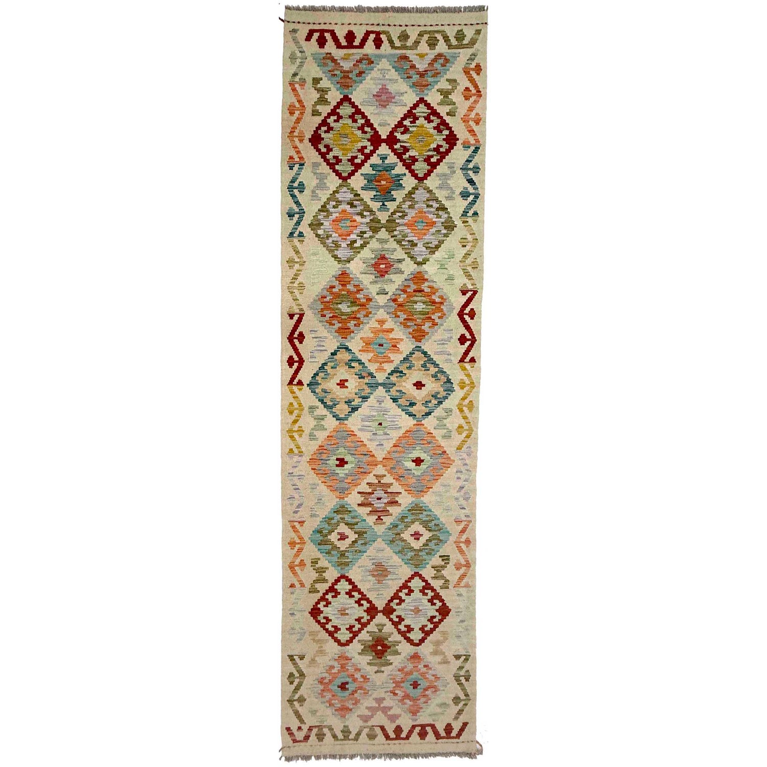 Handmade Multi Kilim Geometric 10' Runner