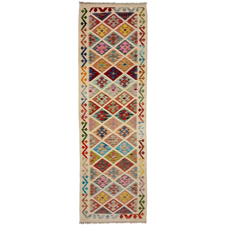 Handmade Multi Kilim Geometric 10' Runner