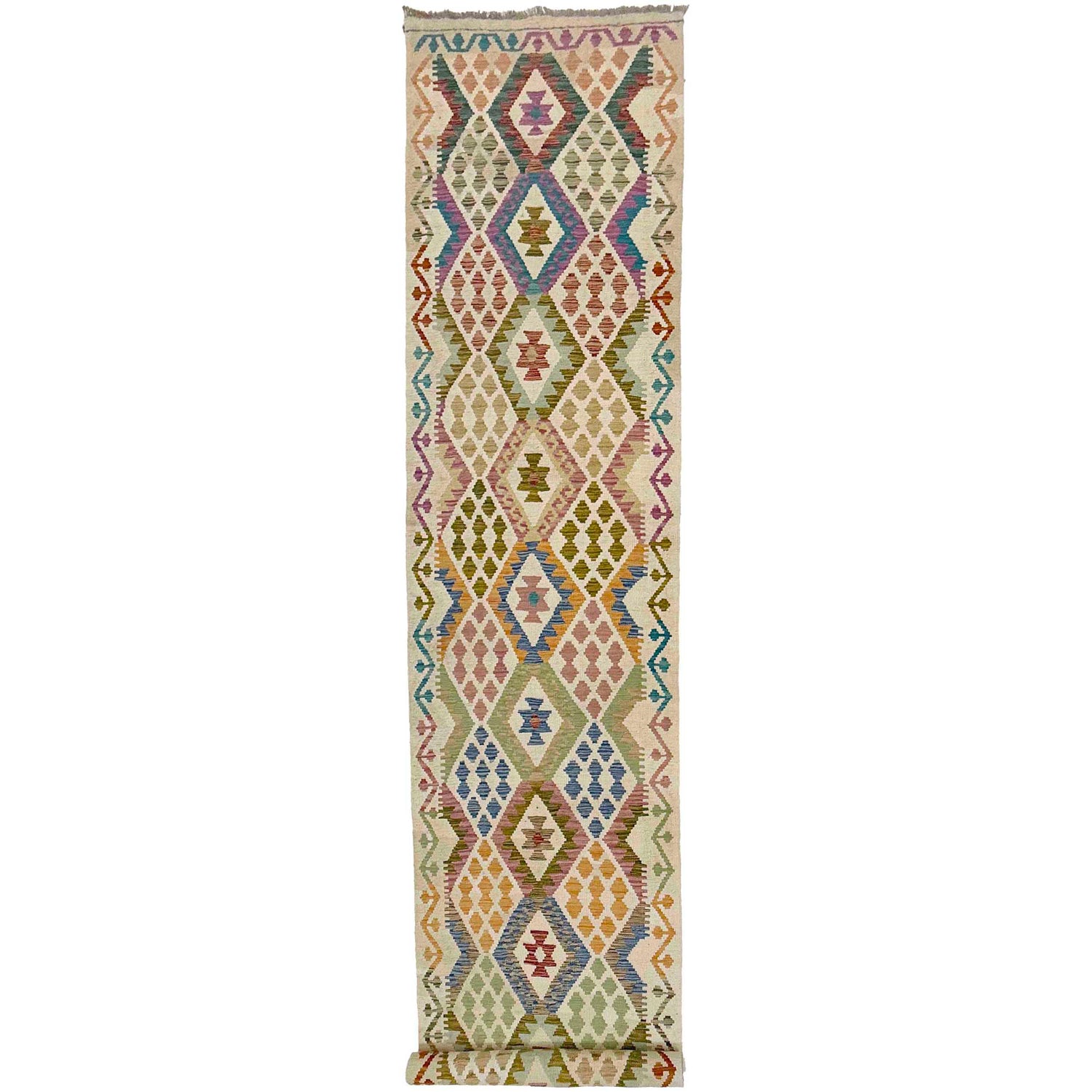Handmade Multi Kilim Geometric 16' Runner
