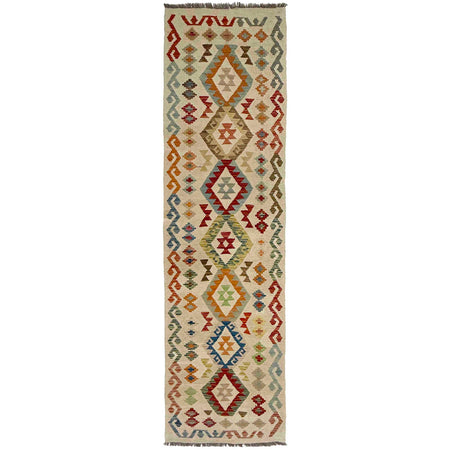 Handmade Multi Kilim Geometric 10' Runner