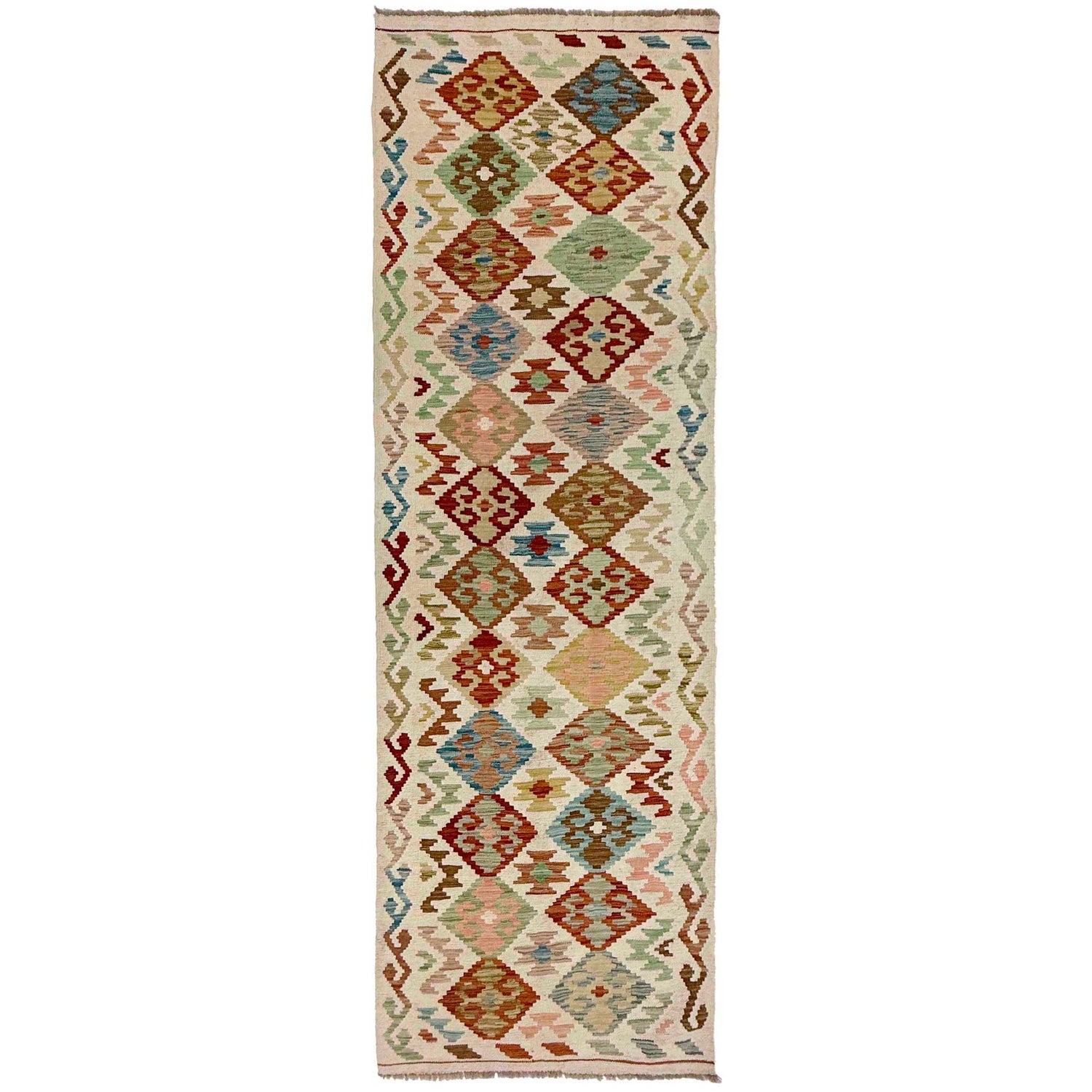 Handmade Multi Kilim Geometric 10' Runner