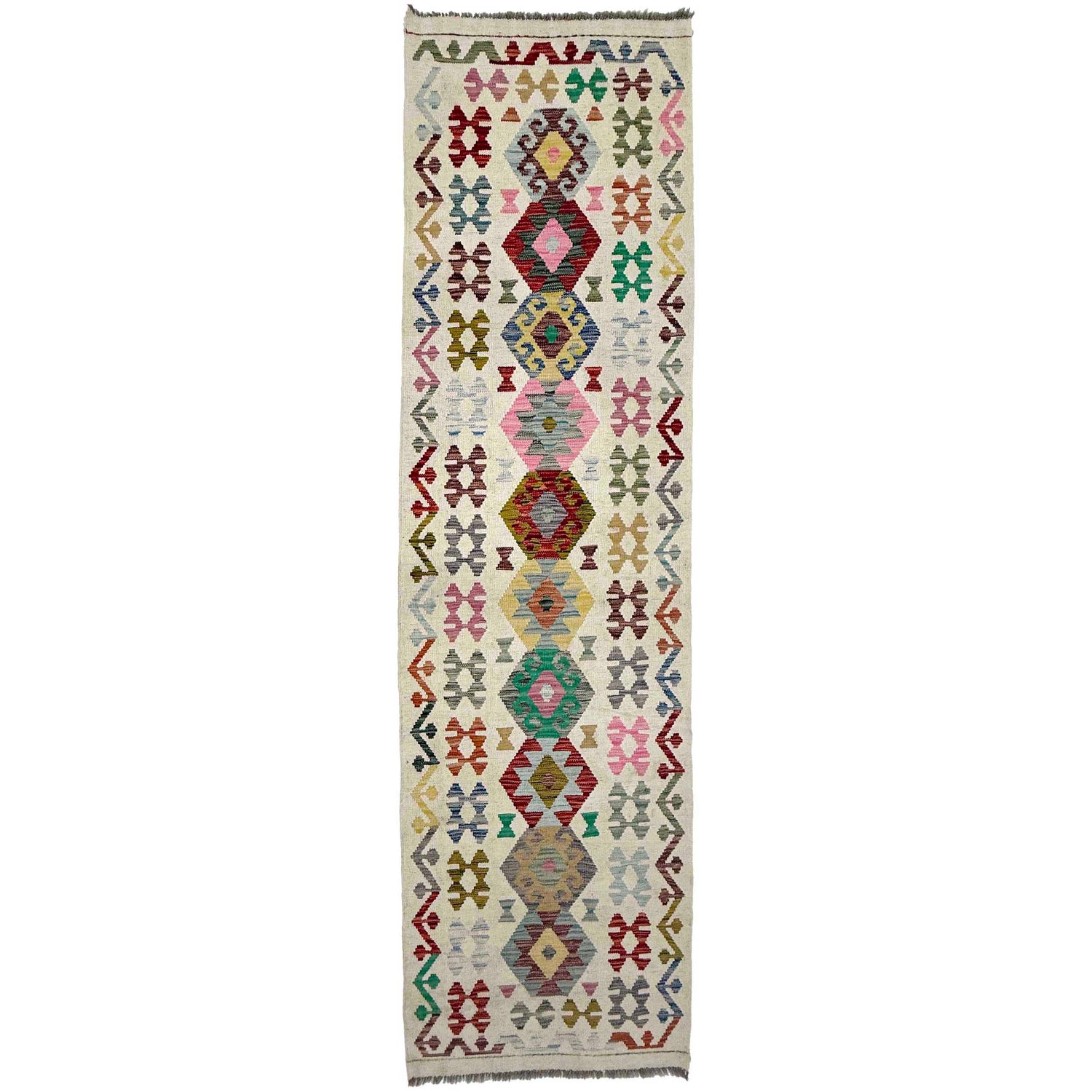 Handmade Multi Kilim Geometric 10' Runner
