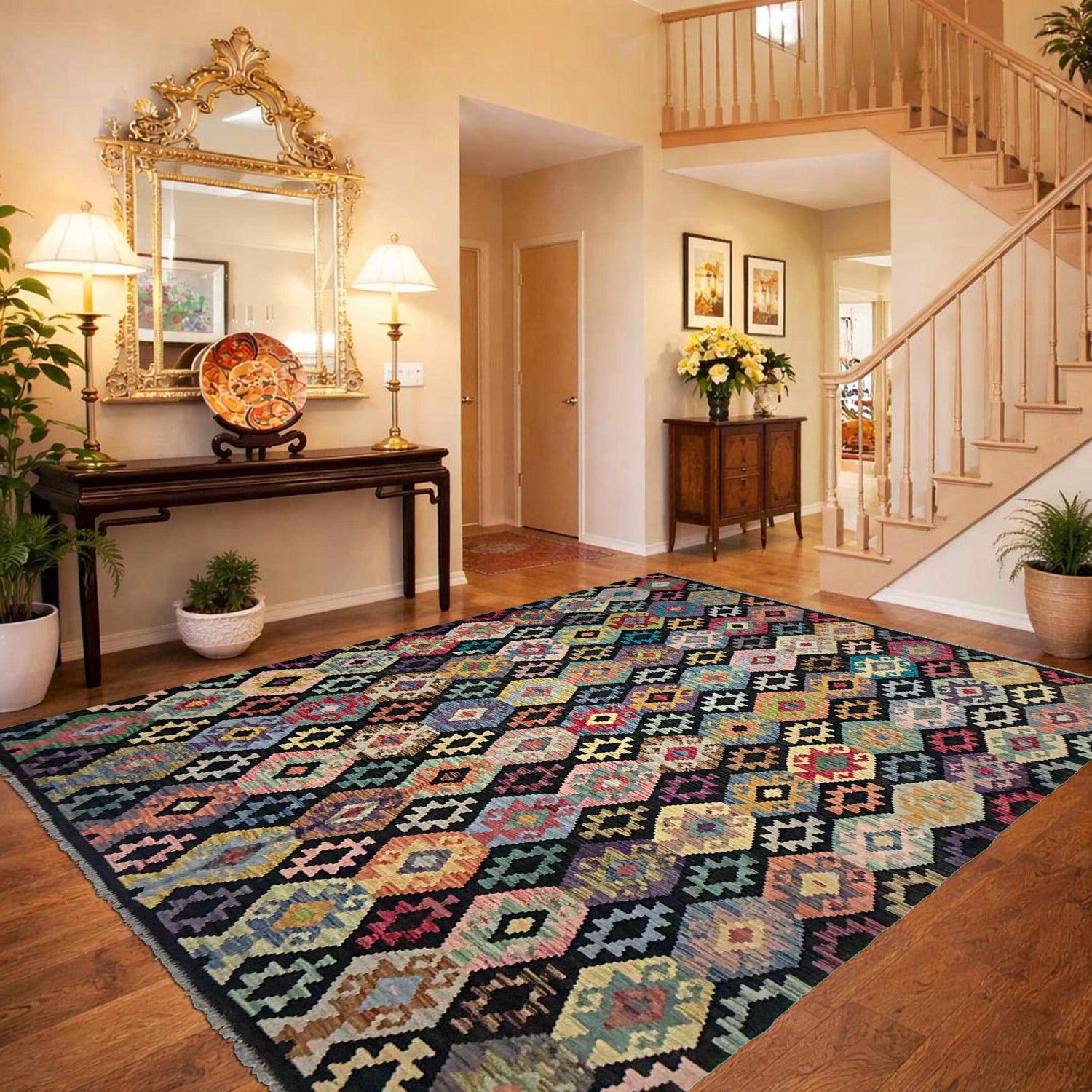 Handmade Multi Kilim Geometric 7x10 ft