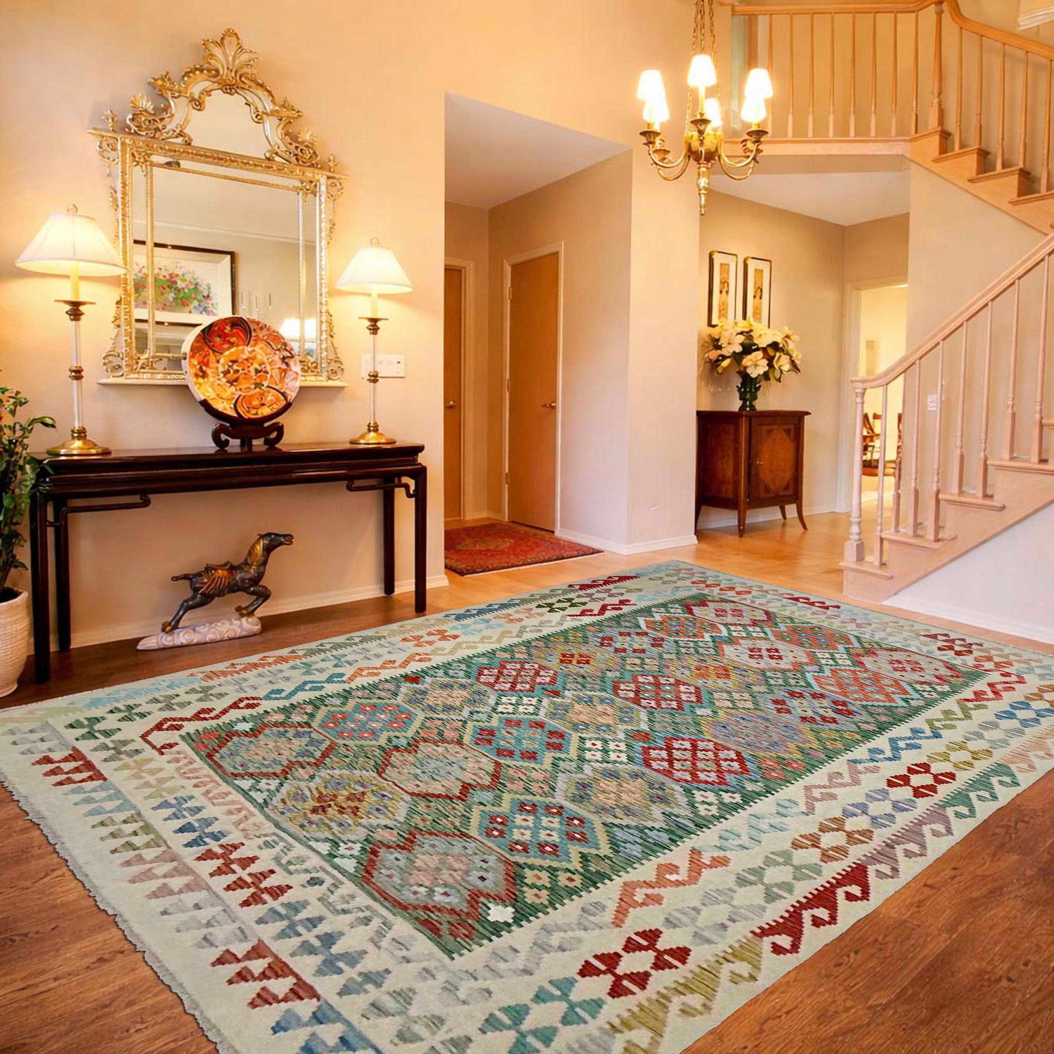 Handmade Multi Kilim Geometric 7x10 ft