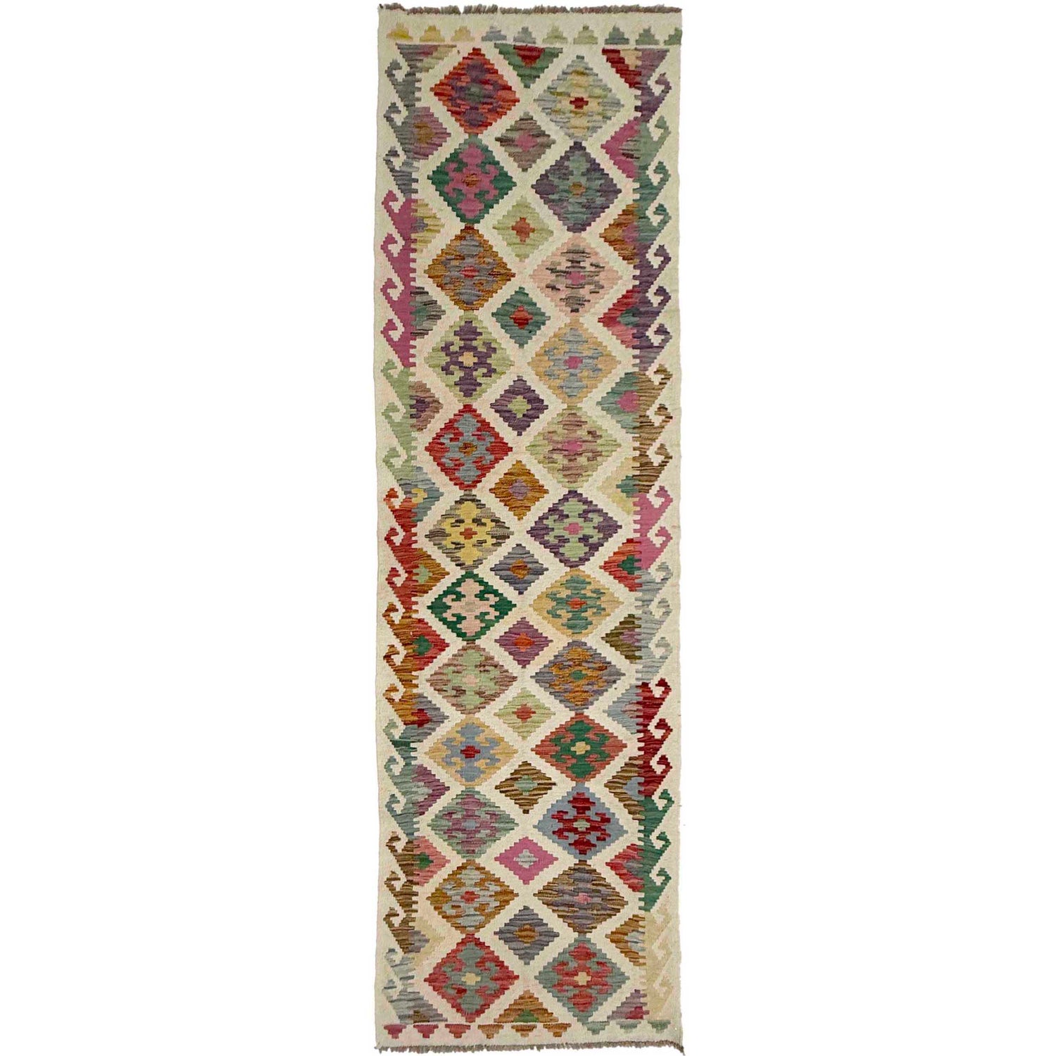 Handmade Multi Kilim Geometric 10' Runner