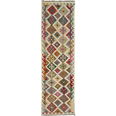 Handmade Multi Kilim Geometric 10' Runner